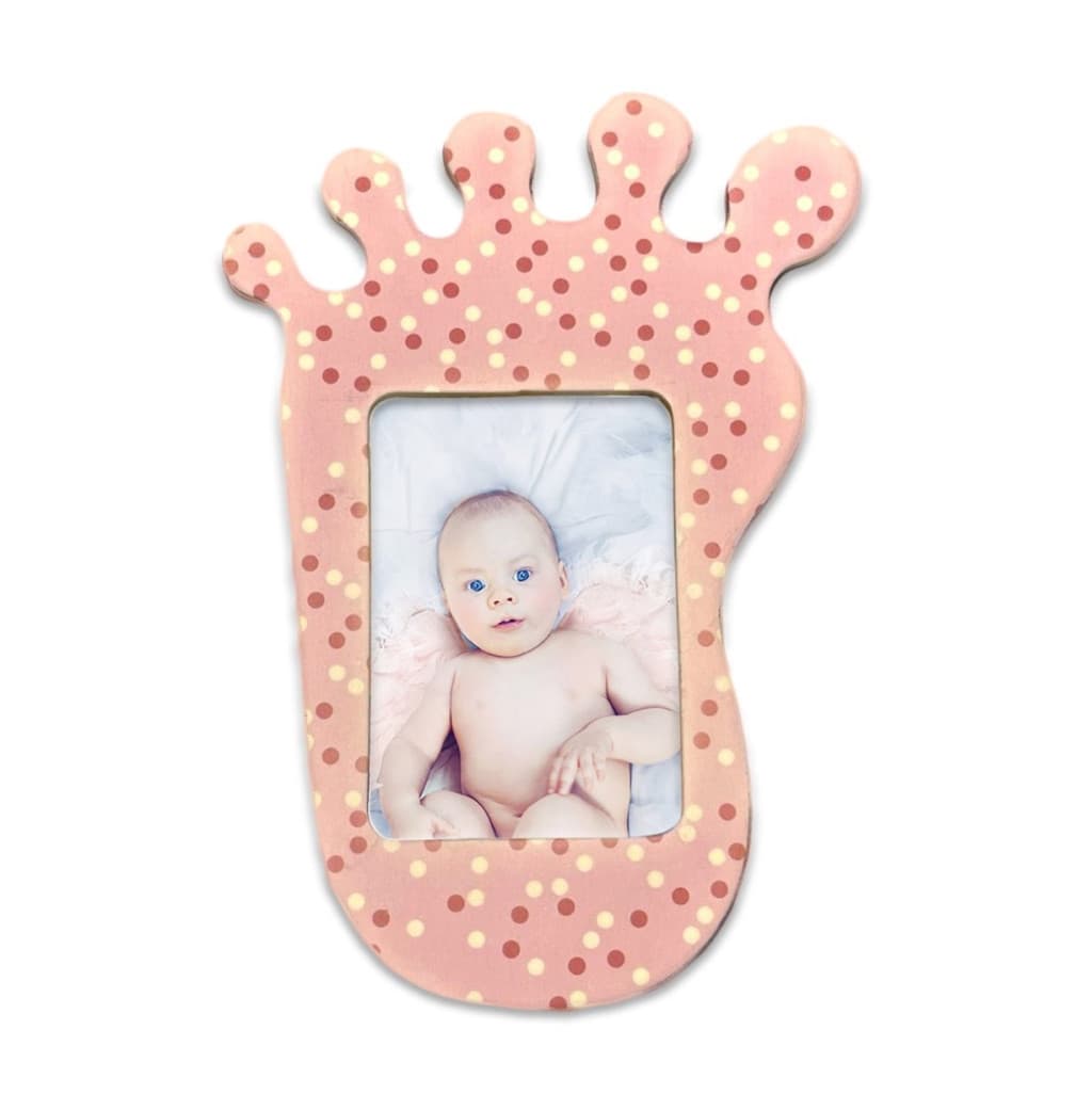 Magnet cu fotografia ta, design picior bebe roz, insertie foto 5 x 3,5 cm 1