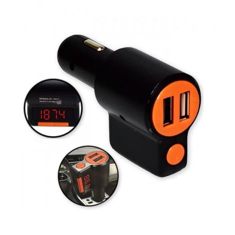 Modulator FM cu incarcare USB si Bluetooth Greatnice GTS-C905, 2 porturi USB, negru/portocaliu 1