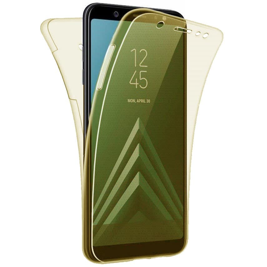 Husa Full TPU 360° pentru Samsung Galaxy J6 Plus 2018 (fata + spate), auriu transparent 1