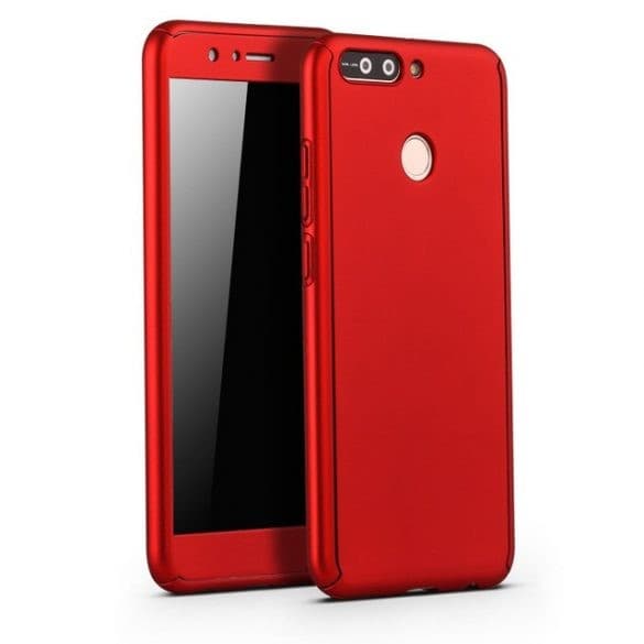Husă Full Cover 360° pentru Huawei Y9 2018 (față + spate + sticlă), roșie 1