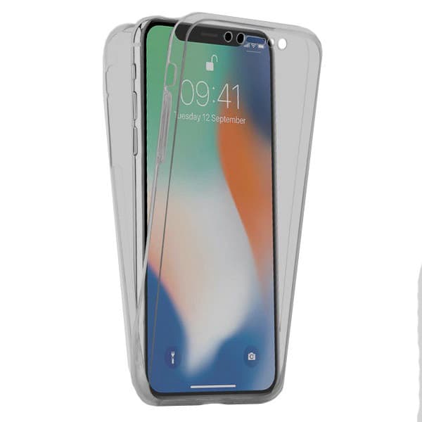 Husa Full TPU 360° pentru iPhone XS Max (fata + spate), gri transparent 1