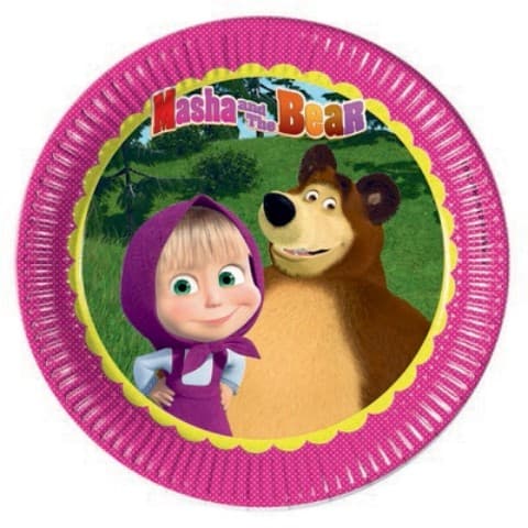 Masha and the bear party set farfurie 23 cm set 8 bucăţi 1