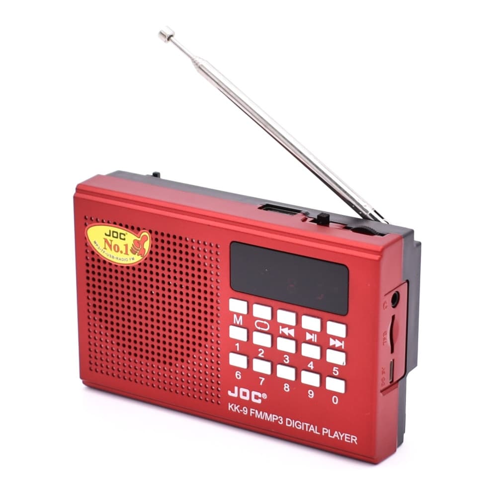 Radio portabil JOC -KK9, MP3, microSD/USB,FM, afisaj electronic, acumulator 2000 mAH, rosu 1