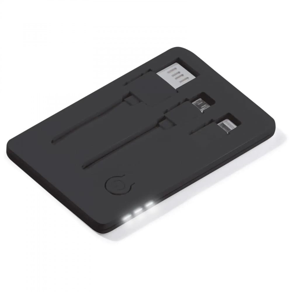 Set 3 in 1 Toppoint Card Connect, cablu USB cu 2 capete (Lightning si MicroUSB) si lanterna LED, negru 1