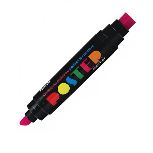 Marker permanent Fiorello Poster GR-1712, varf tesit / varf patrat, 10.0mm / 17.0mm, 2 capete, roz 1