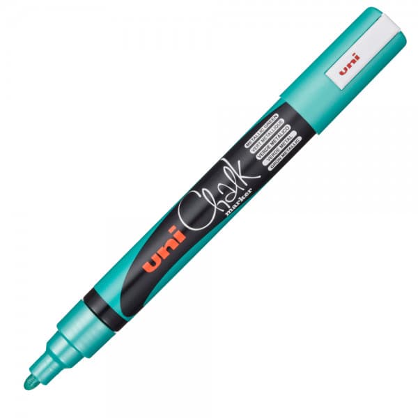 Marker cu creta UNI Chalk PWE-5M, varf rotund, 1.8-2.5mm, verde metalizat 1