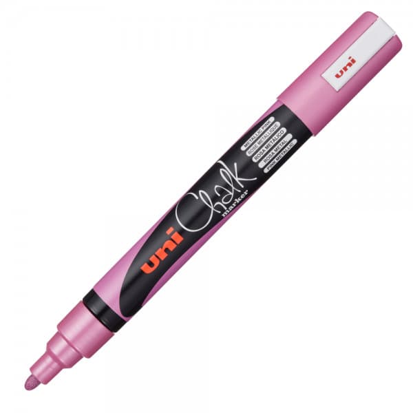 Marker cu creta UNI Chalk PWE-5M, varf rotund, 1.8-2.5mm, roz metalizat 1