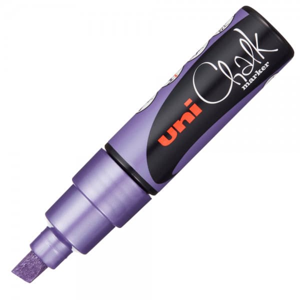 Marker cu creta UNI Chalk PWE-8K, varf tesit, 8.0mm, violet metalizat 1