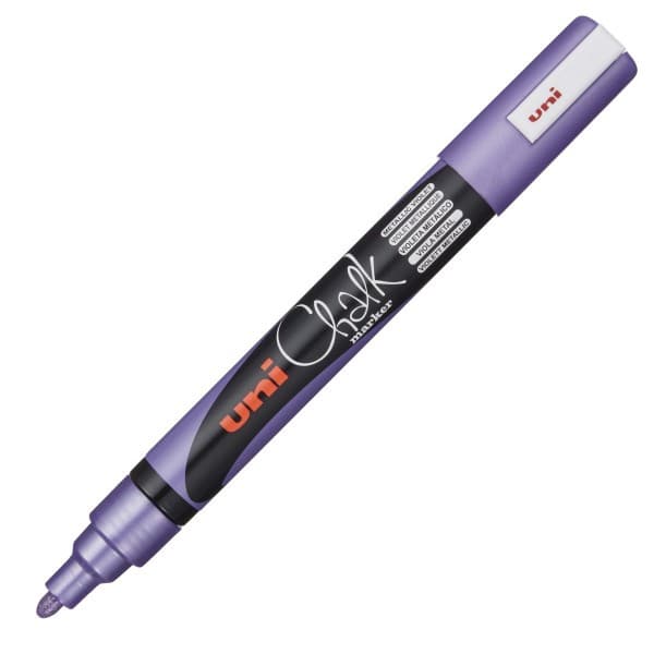 Marker cu creta UNI Chalk PWE-5M, varf rotund, 1.8-2.5mm, violet metalizat 1