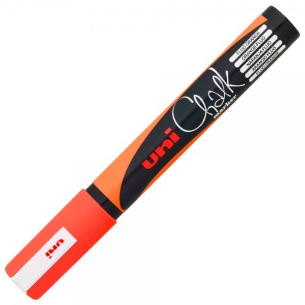 Marker cu creta UNI Chalk PWE-5M, varf rotund, 1.8-2.5mm, portocaliu fluorescent 1