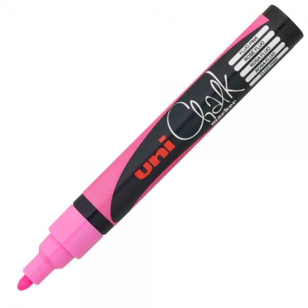 Marker cu creta UNI Chalk PWE-5M, varf rotund, 1.8-2.5mm, roz fluorescent 1