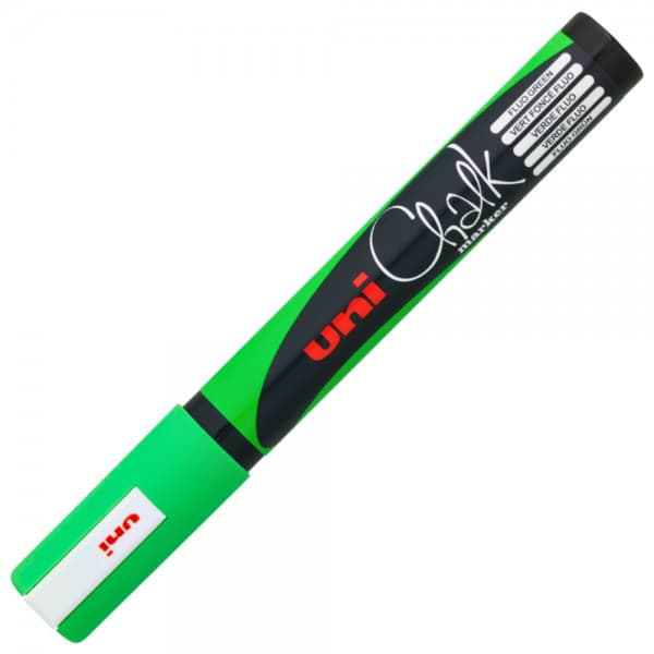 Marker cu creta UNI Chalk PWE-5M, varf rotund, 1.8-2.5mm, verde fluorescent 1