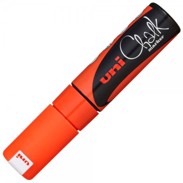 Marker cu creta UNI Chalk PWE-8K, varf tesit, 8.0mm, portocaliu fluorescent 1