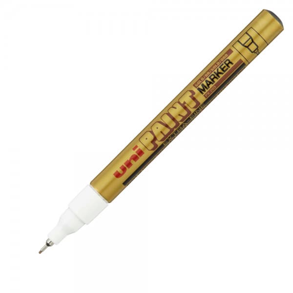 Marker cu vopsea UNI PX-203, varf fin metalic, 0.8mm, auriu 1