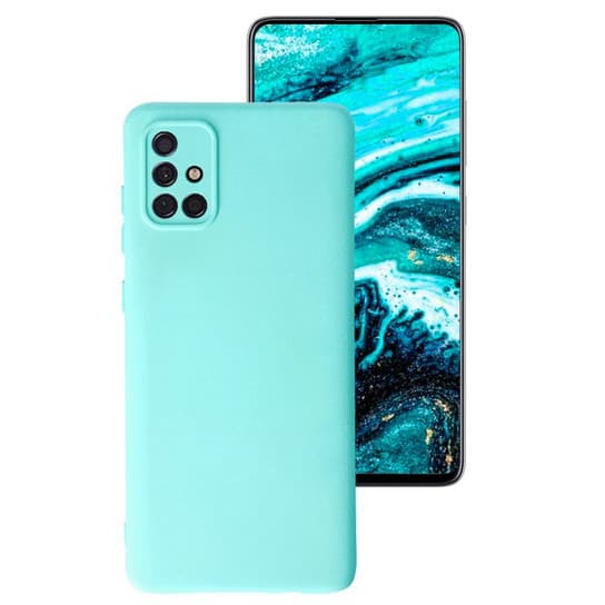 Husa Samsung Galaxy A71 Luxury Silicone, catifea in interior, protectie camere, turcoaz 1