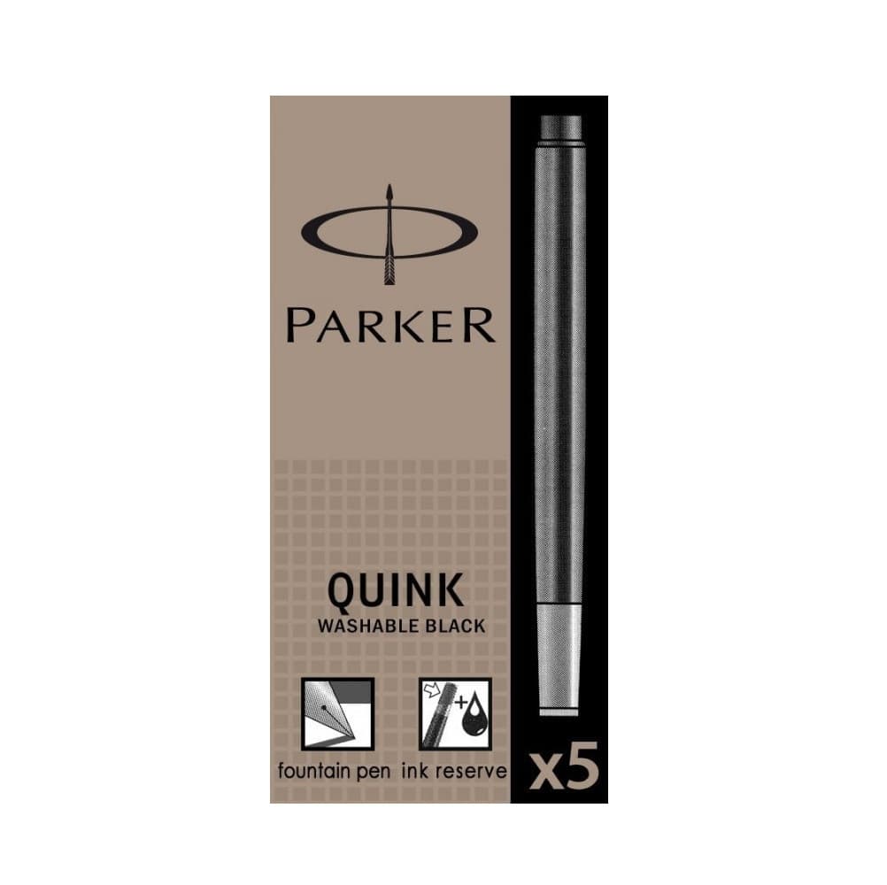 Patroane cerneala lungi (rezerve) Parker Quink, cerneala neagra, set 5 buc 1