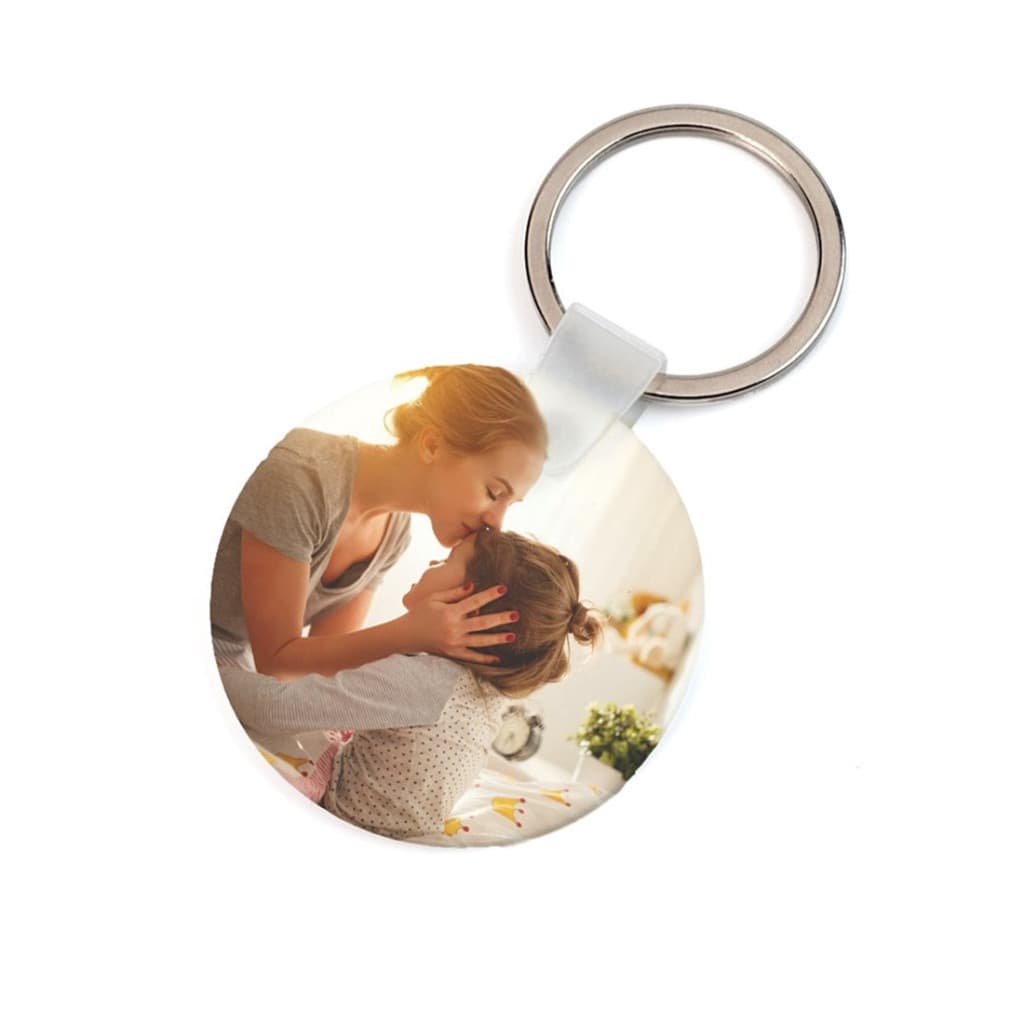 Breloc din plastic, personalizat cu poza ta, inel de sustinere metalic, rotund 1