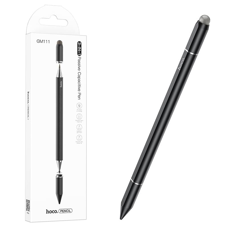Hoco (GM111) - Creion capacitativ + Stylus Pen 3 in 1, pentru ecran telefon/tableta, Black 1