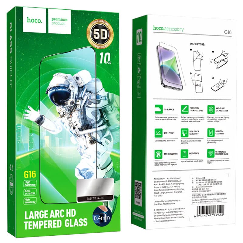 Hoco (G16) Folie Clear » iPhone 11 Pro / X / Xs, Large Arc, Contur Black 1