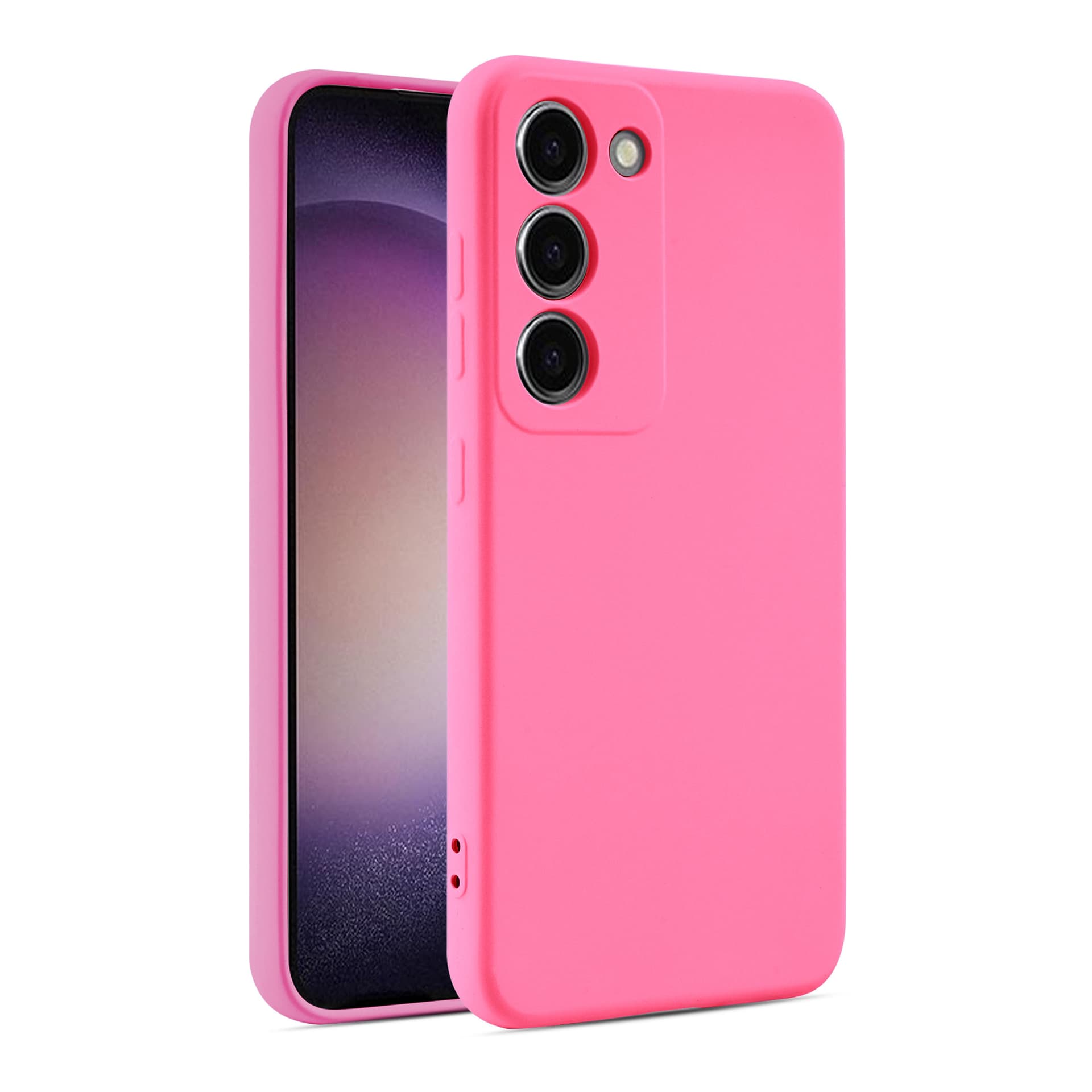 Husa Samsung A22 5G Luxury Silicone, catifea in interior, protectie camera, Neon Pink