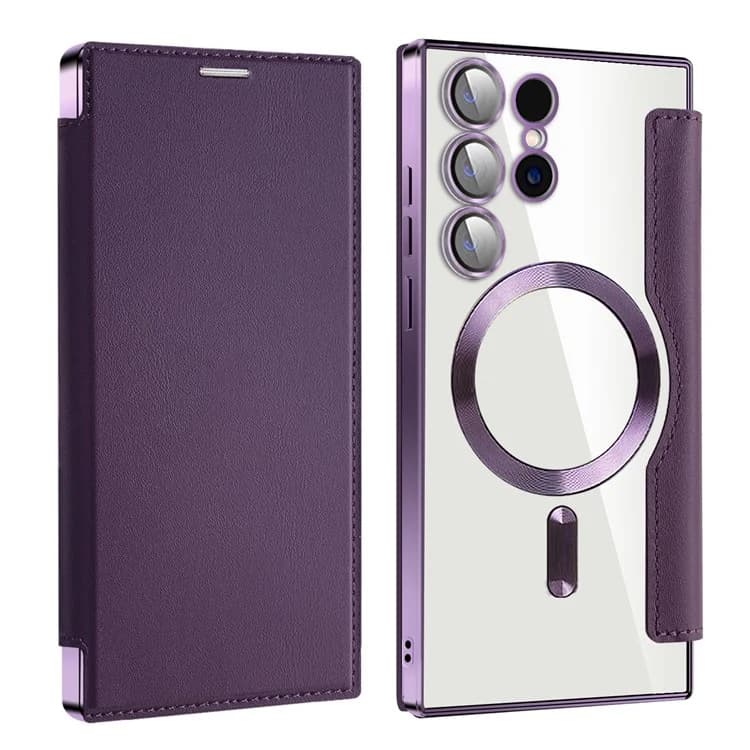 Husa MagFlip » Samsung S24 Ultra, Magnet, RFID protect, Leather, Chrome Edge, Purple 1