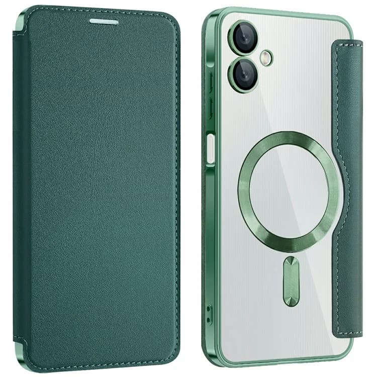 Husa MagFlip » Samsung A06, Magnet, RFID protect, Leather, Chrome Edge, Green 1