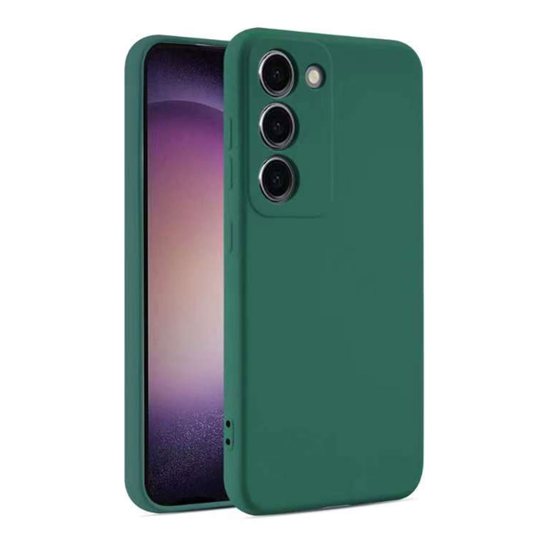 Husa Samsung A03s (166") Luxury Silicone, catifea in interior, protectie camera, Dark Green