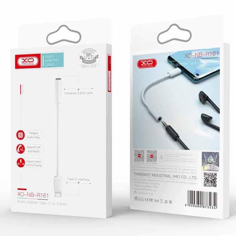 XO (NB-R161) - Cablu Audio, USB-C la Jack 3.5mm (F) - 14cm, White 1