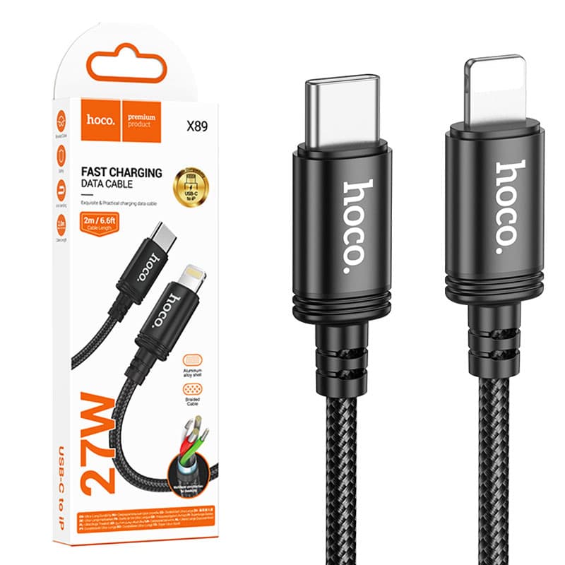 Hoco (X89) » Cablu Date si Incarcare, USB-C la Lightning, PD, QC, 2m, Black 1