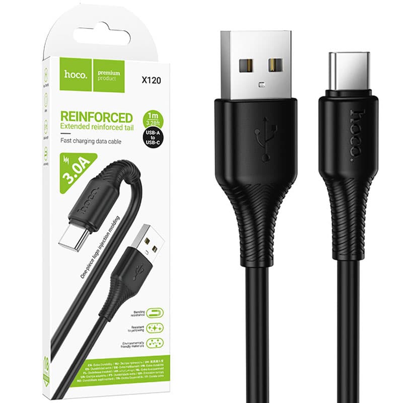 Hoco (X120) » Cablu Date si Incarcare, USB A la USB-C, 3A , QC3.0, 1m, Black 1