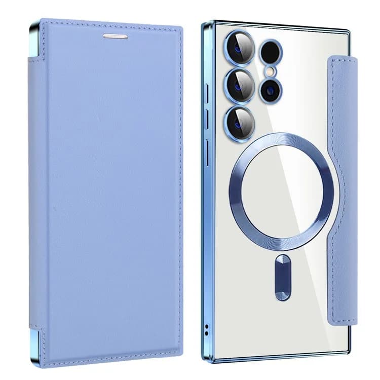 Husa MagFlip » Samsung S24 Ultra, Magnet, RFID protect, Leather, Chrome Edge, Sky Blue 1