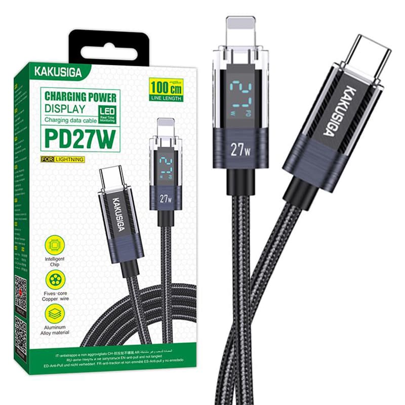 Kaku (KSC-971) - Cablu Date si Incarcare, USB-C la Lightning, PD27W, QC3.0, Black 1