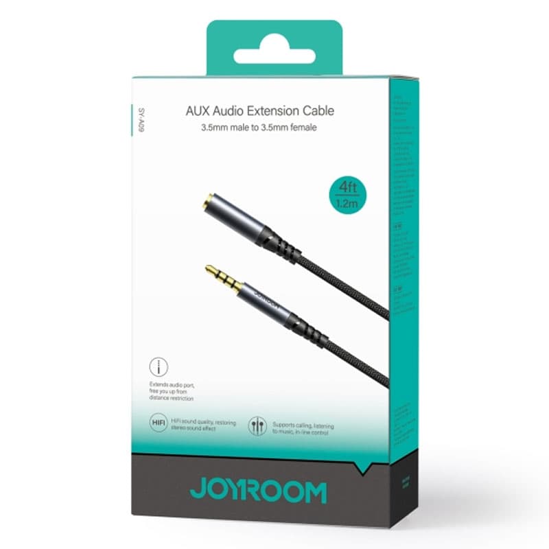 Joyroom (SY-A09) - Cablu Audio, Jack 3.5mm (M) - la Jack 3.5mm (F) - 1.2m, Black 1