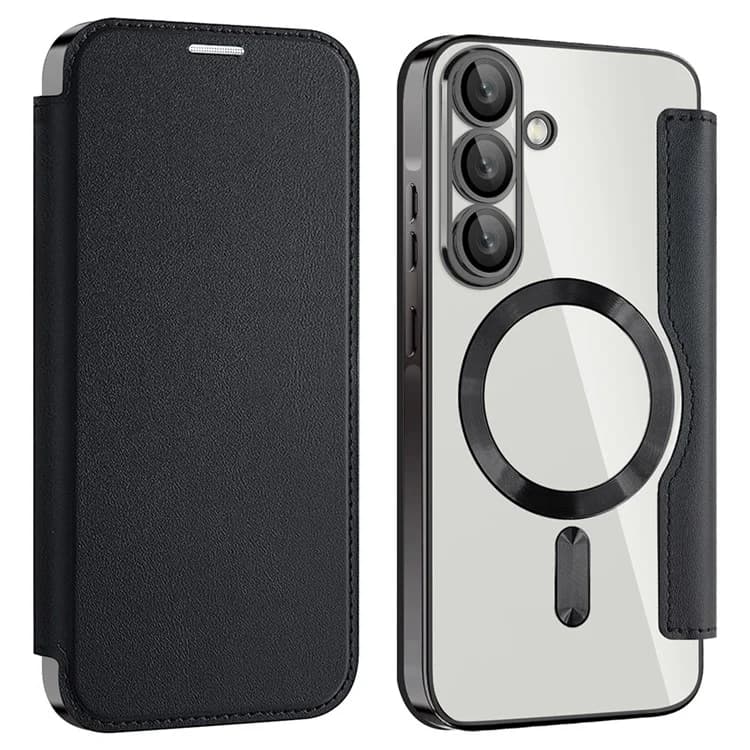 Husa MagFlip » Samsung A56, Magnet, RFID protect, Leather, Chrome Edge, Black 1