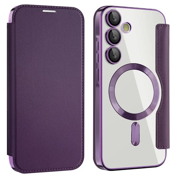 Husa MagFlip » Samsung A55, Magnet, RFID protect, Leather, Chrome Edge, Purple 1