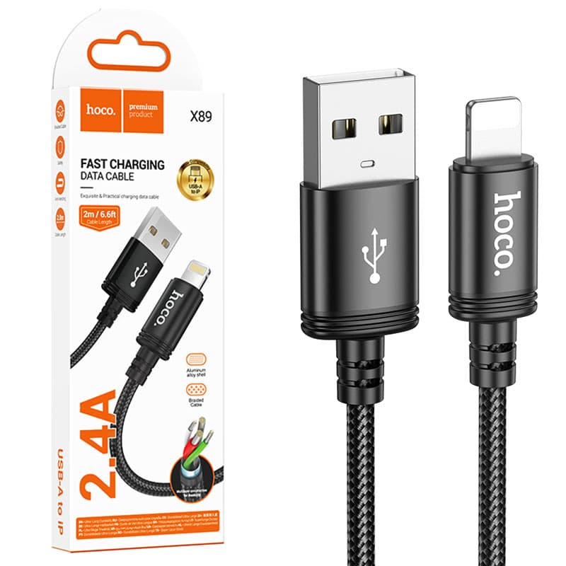 Hoco (X89) » Cablu Date si Incarcare, USB-A la Lightning, QC, 2m, Black 1