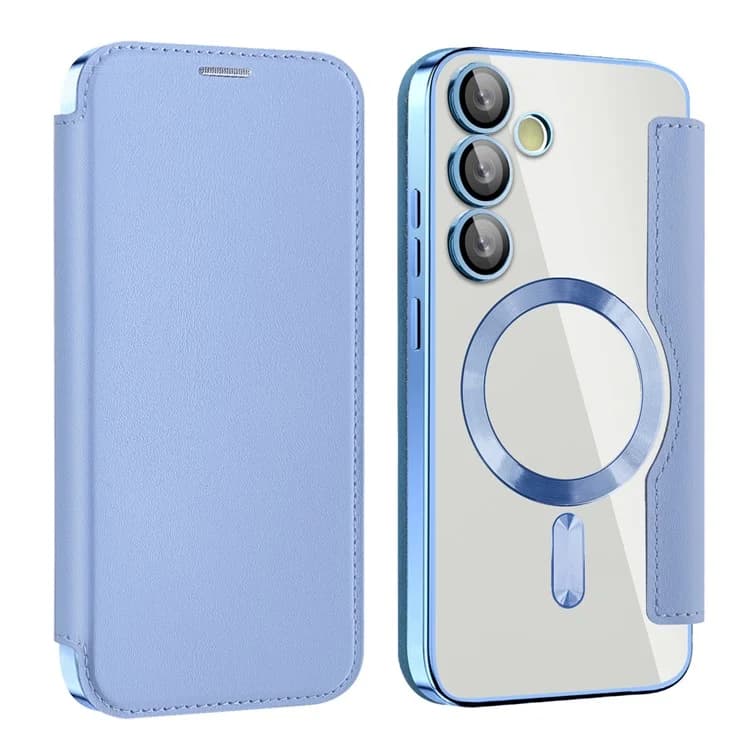 Husa MagFlip » Samsung S24 FE, Magnet, RFID protect, Leather, Chrome Edge, Sky Blue 1
