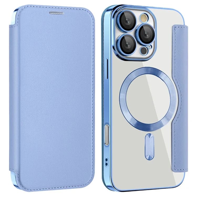 Husa MagFlip » iPhone 16 Pro Max, Magnet, RFID protect, Leather, Chrome Edge, Sky Blue 1