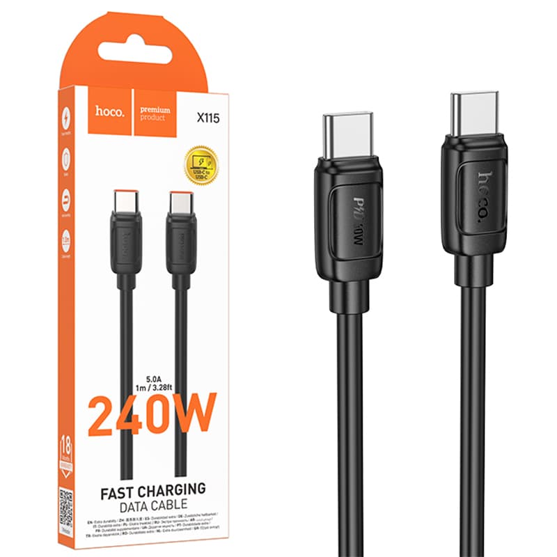 Hoco (X115) - Cablu Date si Incarcare, USB-C, PD240W, QC3.0, 1m, Black 1