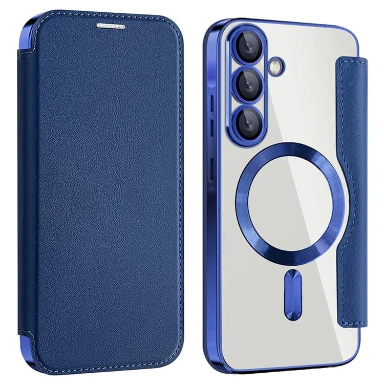 Husa MagFlip » Samsung A36 (A366), Magnet, RFID protect, Leather, Chrome Edge, Navy Blue 1