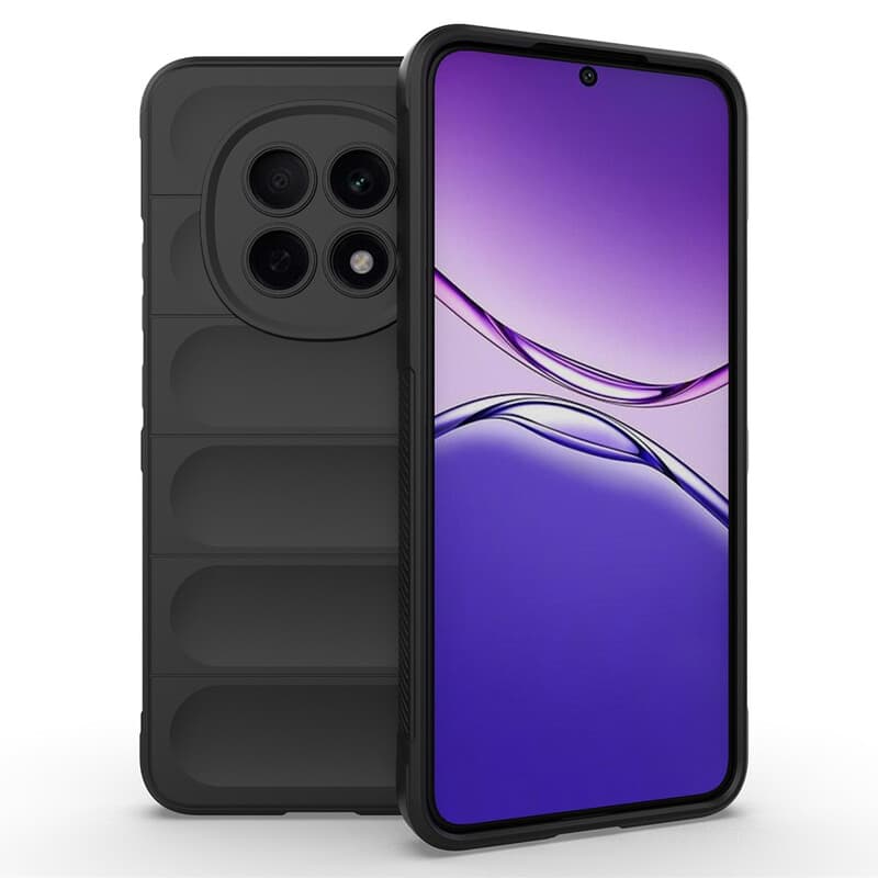 Husa Oppo A5 Pro 5G, Wave Silicone, protectie camera, catifea in interior, night black