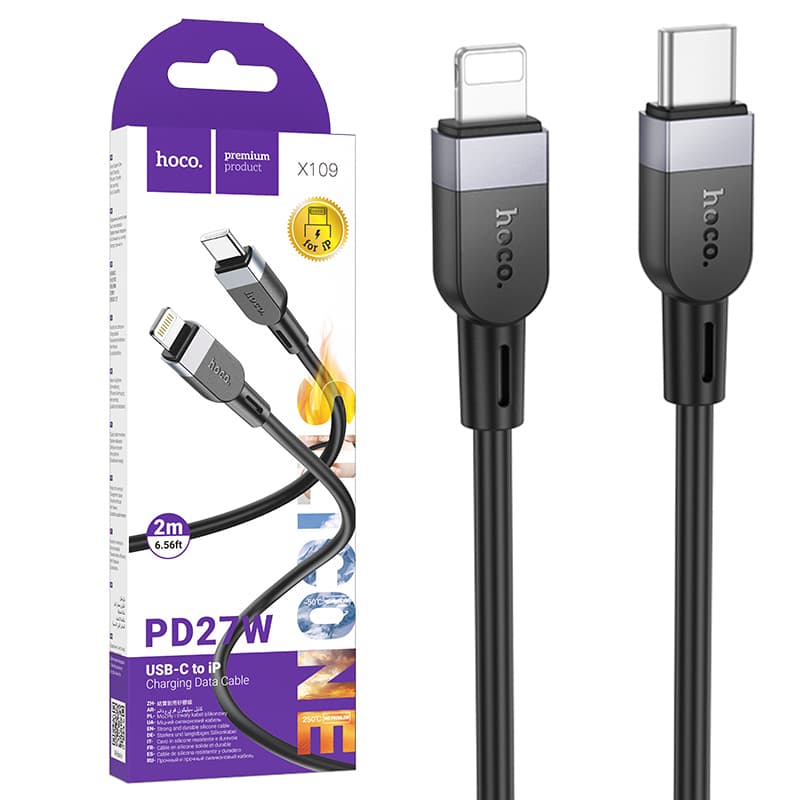Hoco (X109) - Cablu Date si Incarcare, USB-C la Lightning, PD27W, QC3.0, 2m, Black 1
