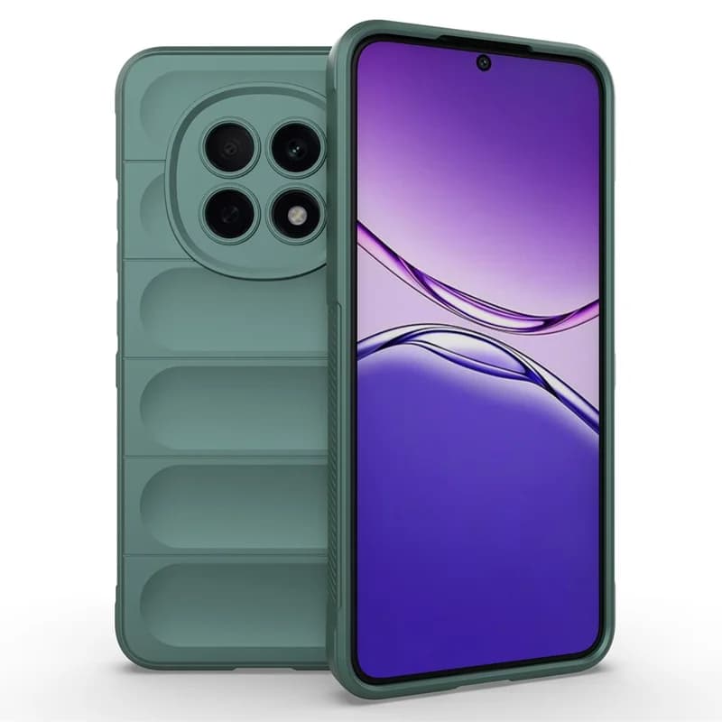 Husa Oppo A5 Pro 5G, Wave Silicone, protectie camera, catifea in interior, deep green