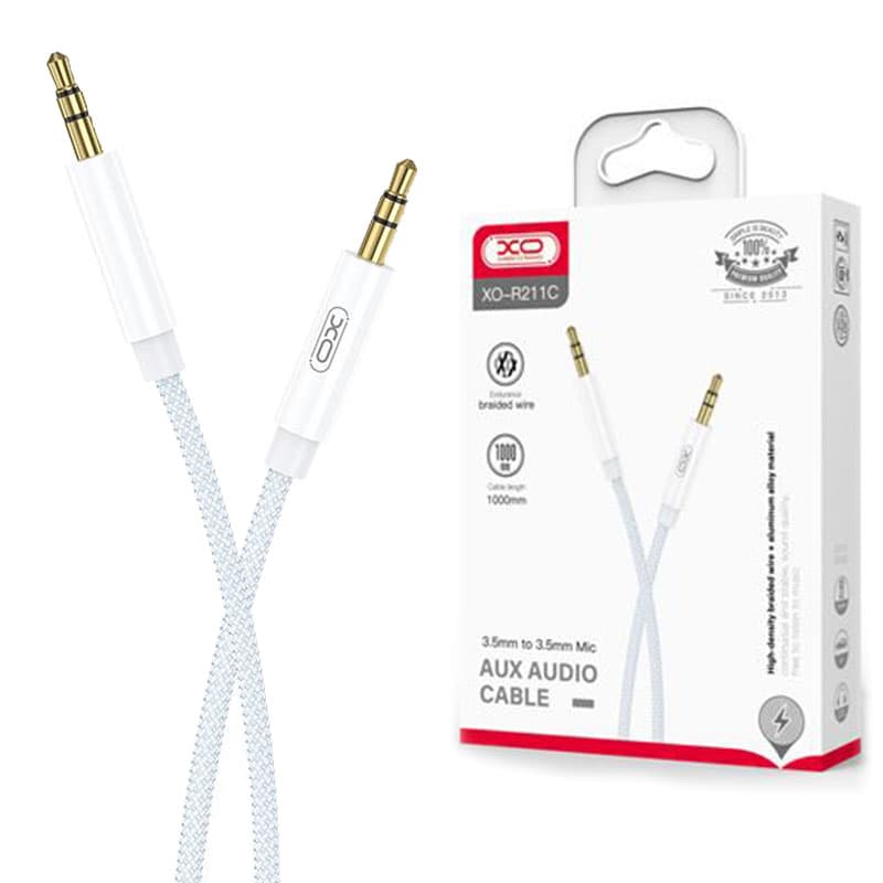 XO (NB-R211C) - Cablu Audio, Jack 3.5mm (M) - la Jack 3.5mm (M) - 1m, White 1