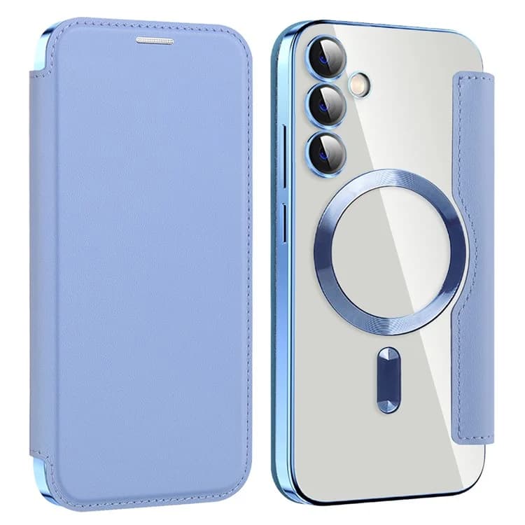 Husa MagFlip » Samsung S23 FE, Magnet, RFID protect, Leather, Chrome Edge, Sky Blue 1