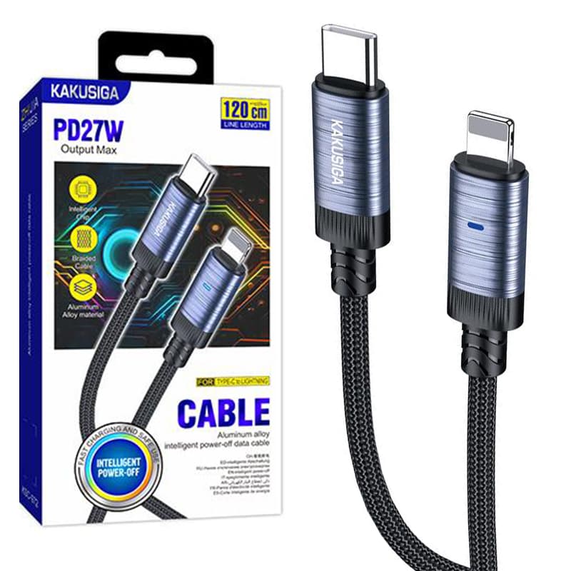 Kaku (KSC-972) - Cablu Date si Incarcare, USB-A la Lightning, 3A, Smart On-Off, Braided, 1m, Black 1