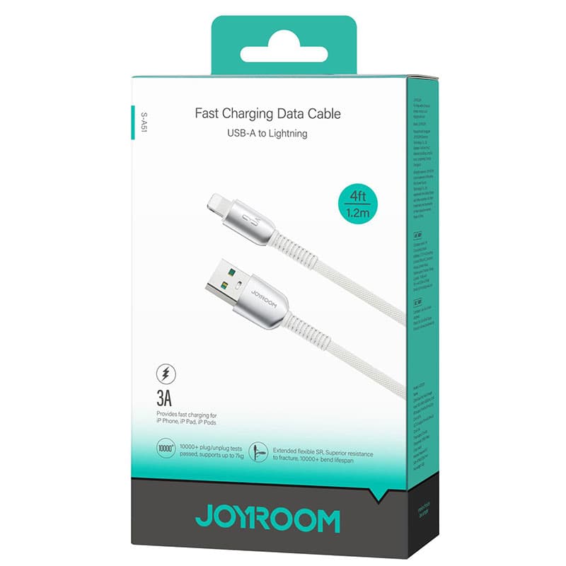 Joyroom (S-A51) » Cablu Date si Incarcare, USB la Lightning, 3A, FastCharge, 1.2m, Light Grey 1