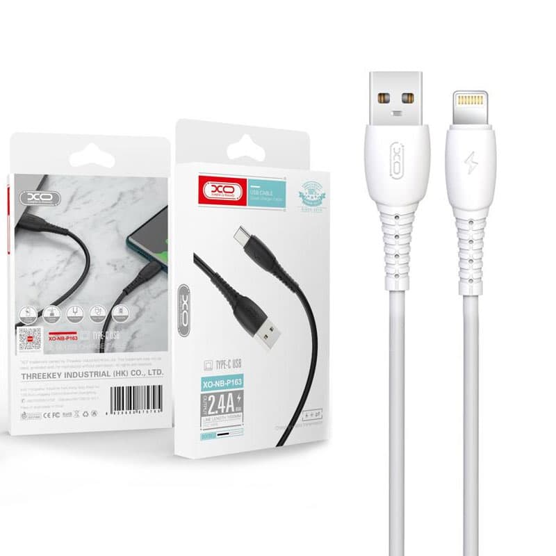 XO (NB-P163) - Cablu Date si Incarcare, USB-A la Lightning, 2.4A, 1m, White 1