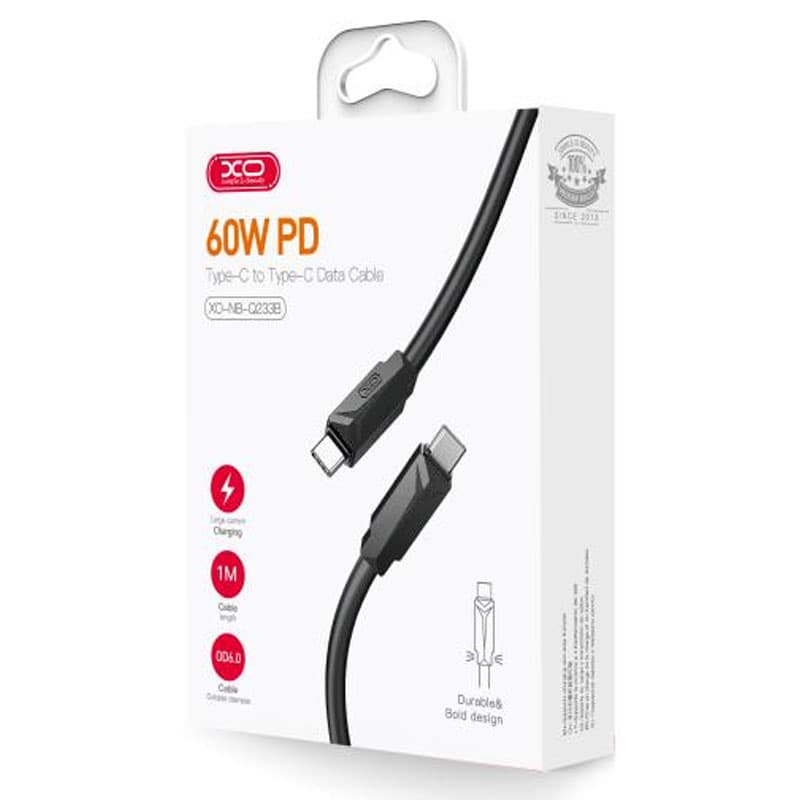 XO (NB-Q233B) - Cablu Date si Incarcare, USB-C, PD60W, QC3.0, 1m, Black 1