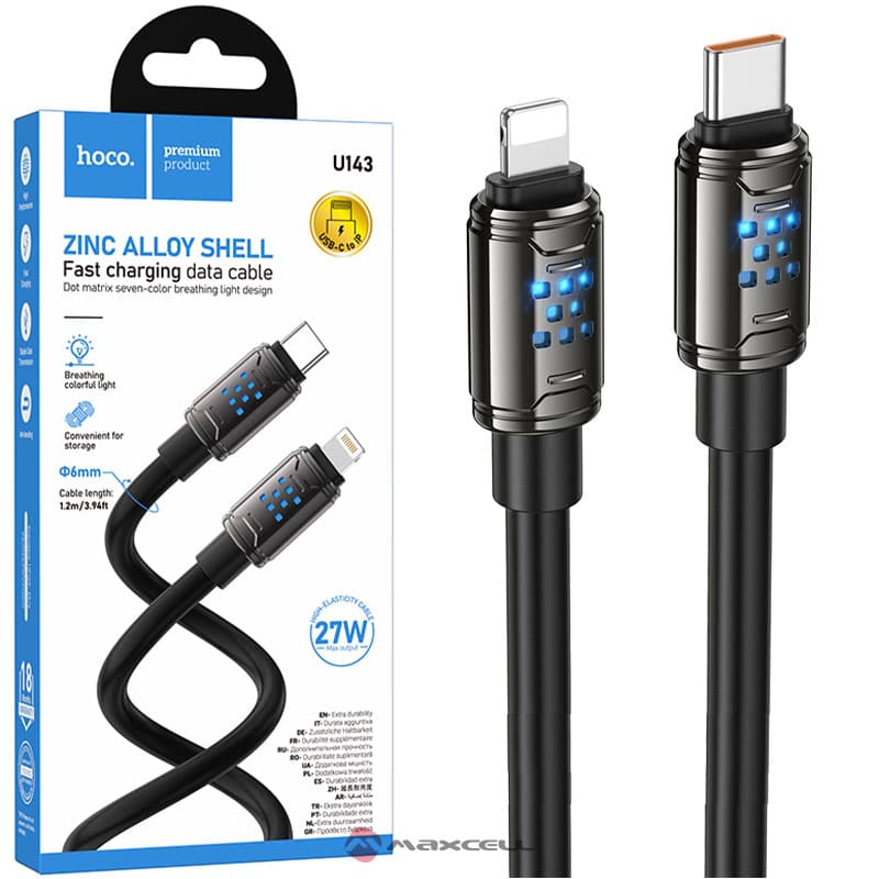 Hoco (U143) - Cablu Date si Incarcare, USB-C la Lightning, 27W, Braided, 1m, Black 1